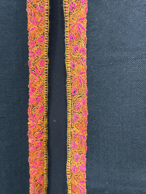 Premium Pashmina Shawl with Intricate Border with fine hand embroidery|Very Soft| 100% Pure Pashmina Handmade Shawl | black