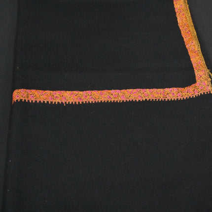Premium Pashmina Shawl with Intricate Border with fine hand embroidery|Very Soft| 100% Pure Pashmina Handmade Shawl | black