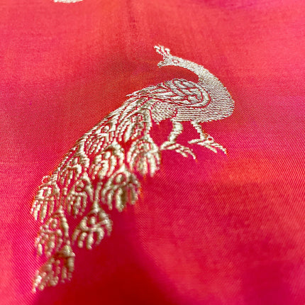 Authentic Paithani from Yeola | 100% handwoven Pure Silk saree |Light Orange|Dual shade|Yellow Border|Silk Mark Certified