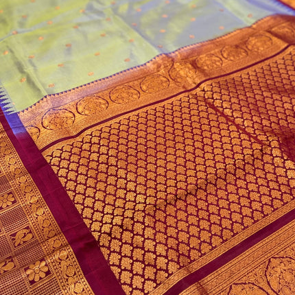 Grey English color  Pure Silk Gadhwal silk  Saree With Motifs Pattern | SILK MARK CERTIFIED