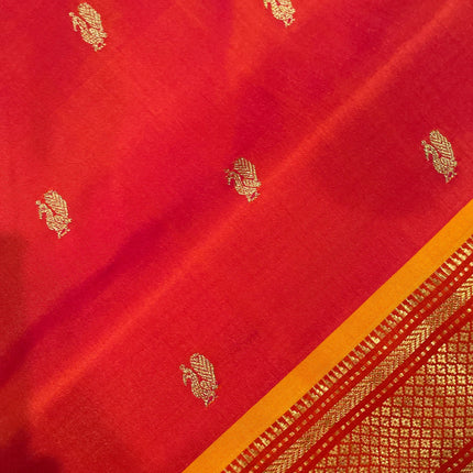 Authentic Paithani from Yeola | 100% handwoven Pure Silk saree |Light Orange|Dual shade|Yellow Border|Silk Mark Certified