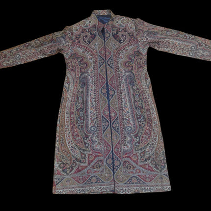 Luxury Kani/Jamawar  Wool Ladies long Jacket | woven Kashmir Artwear | Statement fashion wear | Kashmir Winter Dresses|kneee length| size 42