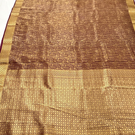 Coffee color  Pure Silk Mysore Saree With Jaali Pattern | SILK MARK CERTIFIED