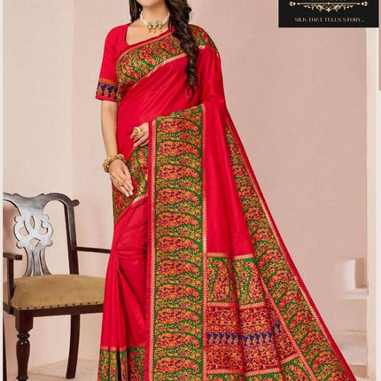 Festive Sale!!! Kashmiri Kani embroidered Silk Saree - Authentic Kashmiri kani work - Kani Badam -Paisley Sarees