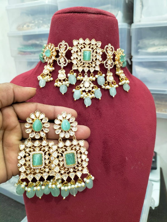 Real Pachi Kundan Polki Choker(Real Beads) / Bridal Collection/ Indian jewelry