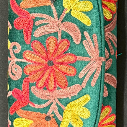 Kashmiri Aari work | Suede | Velvet Designer Clutches | Handmade | Aari Work | Flower Embroidery  purse Gift