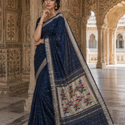 Handloom Paithani Saree | Cotton Design, Tasseled
