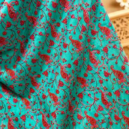 Rama Green Kashmiri Paisley Embroidered Shawl
