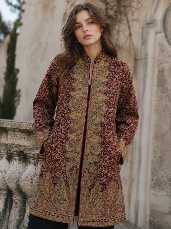 Kani Wool Ladies Jacket | Kashmir Jari Artwear, Size 40,42