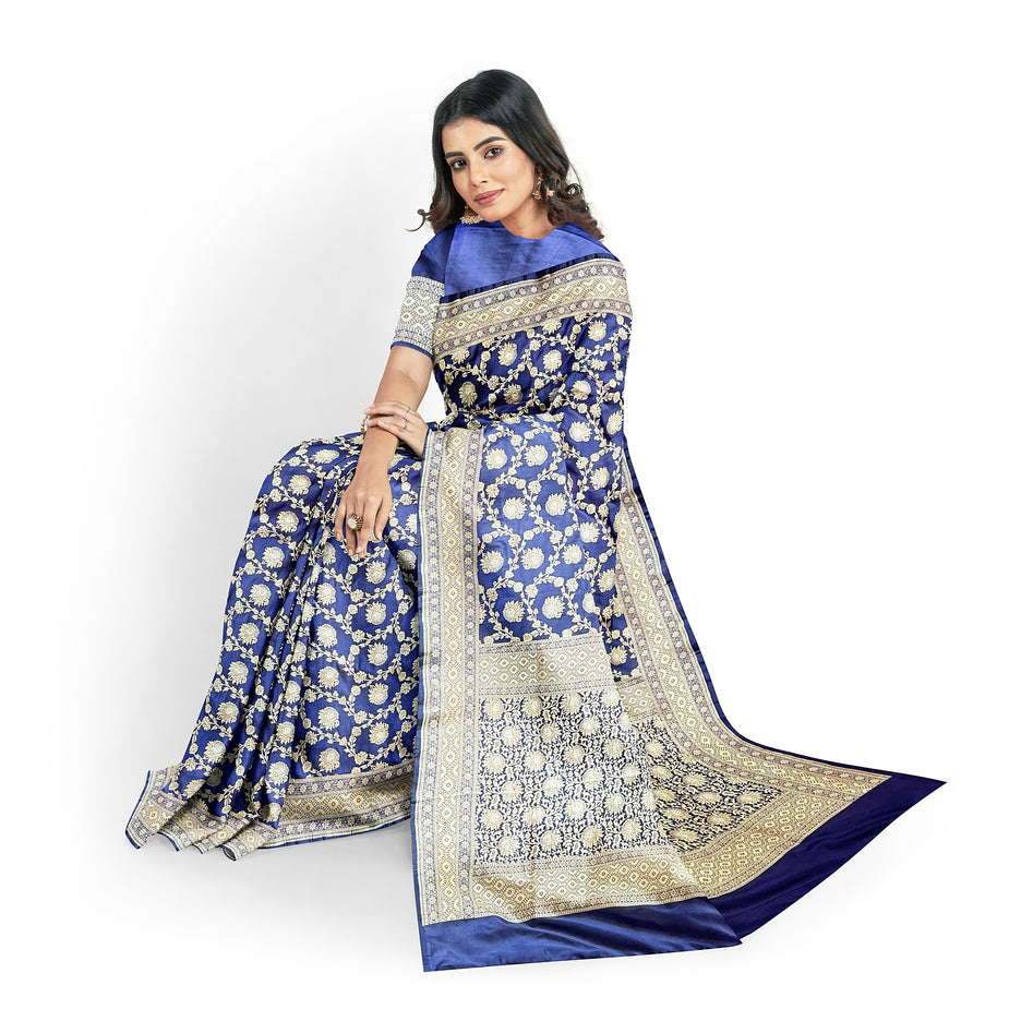 Blue Jaali Banarasi