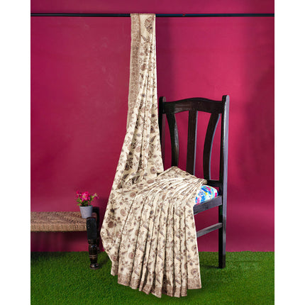 Kashmiri Poshkar kani - Kashmiri Kani embroidered Tussar Silk Saree