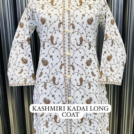 Luxury Kani/Jamawar  Woolen Jacket with Jari | woven Kashmir Artwear | Statement fashion wear | Kashmir Winter Dresses|knee length| size 42