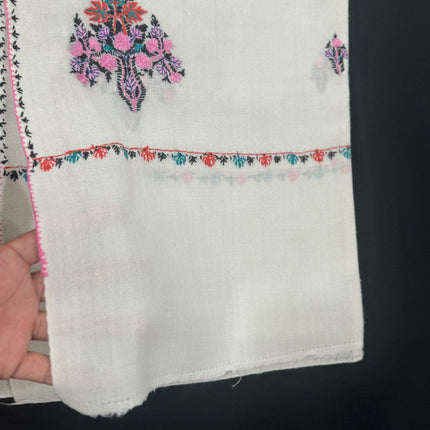 Sozni Embroidered Ivory Pashmina shawl with all over needle work | hand work