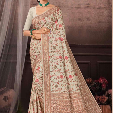 Poshkar Kani vol1 - fine embroidery | All over jaal|Tussar Silk Saree |Authentic Kashmiri kani work - color options |Fall pico tassels done