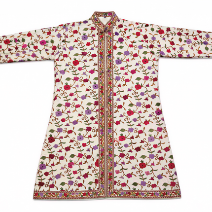 Long Aari Work Jacket | White and Colorful | Aari Work | Size 48