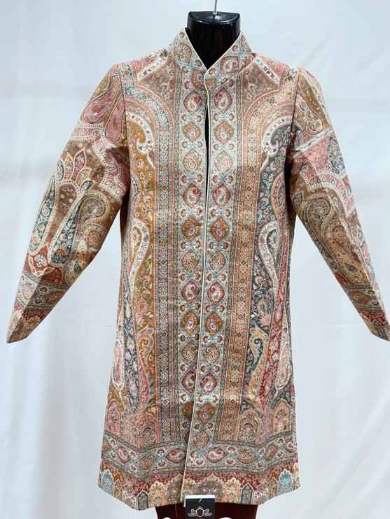 Luxury Kani/Jamawar  Wool Ladies Jacket | woven Kashmir Artwear | Statement fashion wear | Kashmir Winter Dresses|short length| size 38