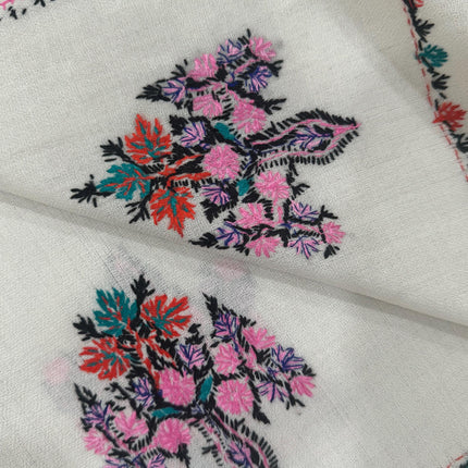 Sozni Embroidered Ivory Pashmina shawl with all over needle work | hand work