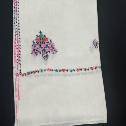 Sozni Embroidered Ivory Pashmina shawl with all over needle work | hand work