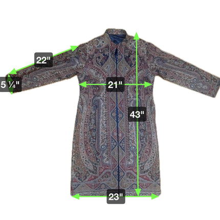 Luxury Kani/Jamawar  Wool Ladies long Jacket | woven Kashmir Artwear | Statement fashion wear | Kashmir Winter Dresses|kneee length| size 42