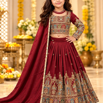 Kid girl maroon lehenga set