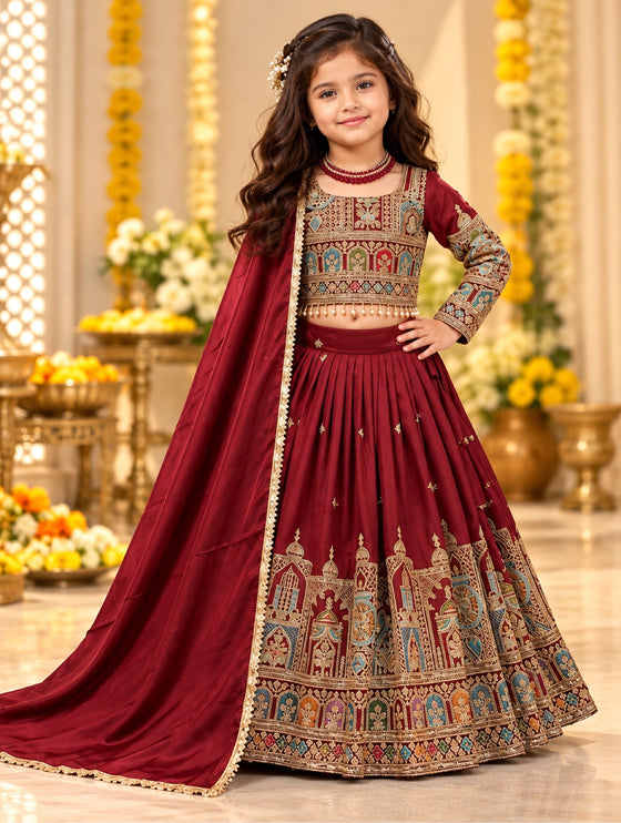 Kid girl maroon lehenga set