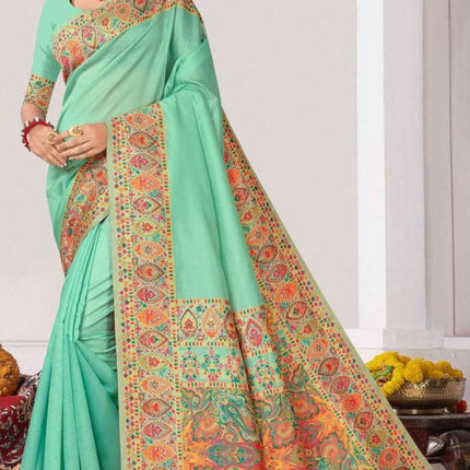 Festive Sale!!! Kashmiri Kani Royal Heritage | Embroidered Silk Saree - Authentic Kashmiri kani work Sarees| Fall, pico and tassels are done