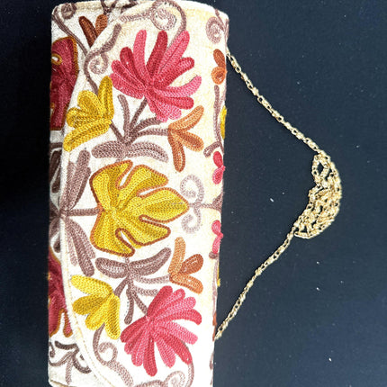 Kashmiri Aari work | Suede | Velvet Designer Clutches | Handmade | Aari Work | Flower Embroidery Purse