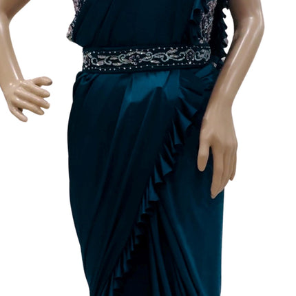 Ready made One minute Saree|predraped | ready with blouse and peticoat| heavily embroidered blouse and belt | ready to ship multiple colors
