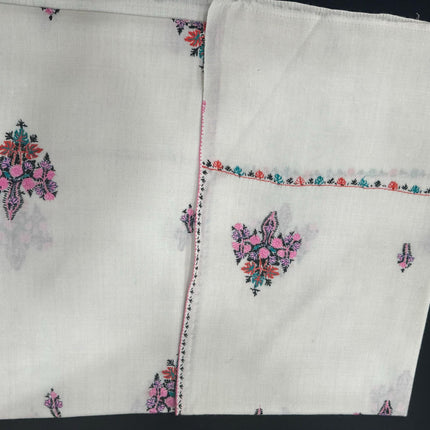 Sozni Embroidered Ivory Pashmina shawl with all over needle work | hand work