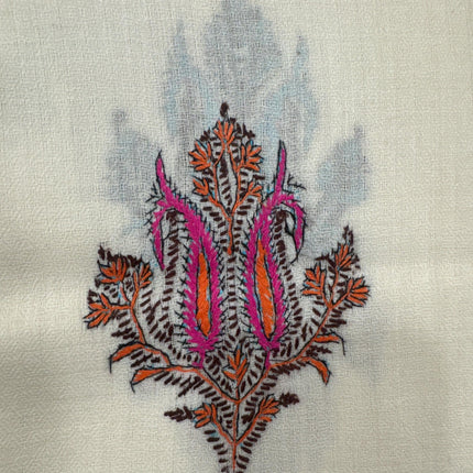 Luxury AKSI Reversible Sozni Embroidery Border Natural Zati Handmade Pashmina wool Shawl