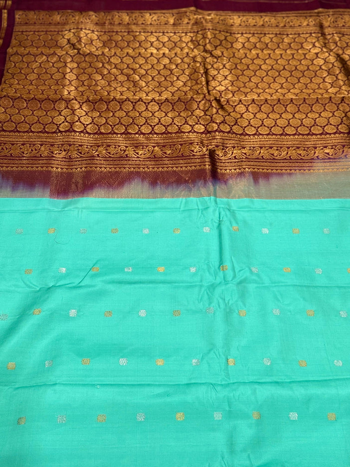 Pista-Rama color  Pure Silk Gadhwal silk  Saree With Motifs Pattern | SILK MARK CERTIFIED