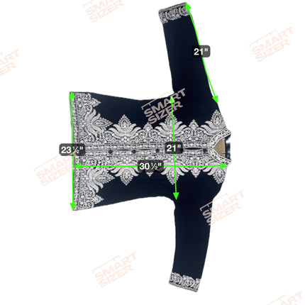 Vintage Kashmir Embroidered Black and White Wool Jacket|Heap length| size L