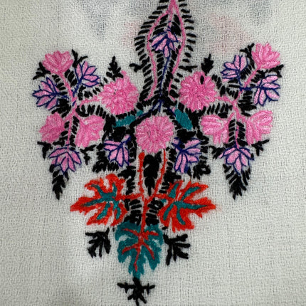 Sozni Embroidered Ivory Pashmina shawl with all over needle work | hand work