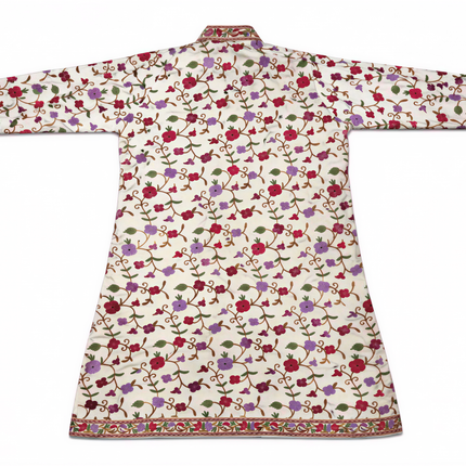 Long Aari Work Jacket | White and Colorful | Aari Work | Size 48