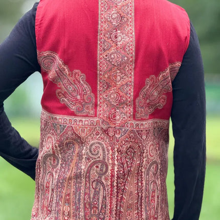 Mens Kani Pashmina Waistcoat, Woven Paisley, Indian Fashion
