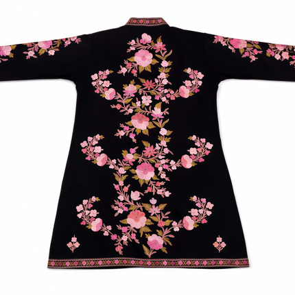 Long Aari Work Jacket | Black and Pink | Aari Handwork | Size 48