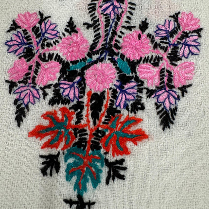 Sozni Embroidered Ivory Pashmina shawl with all over needle work | hand work