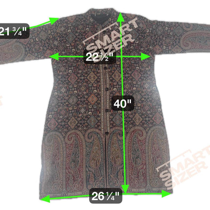 Luxury Kani/Jamawar  Woolen Jacket with Jari | woven Kashmir Artwear | Statement fashion wear | Kashmir Winter Dresses|knee length| size 44