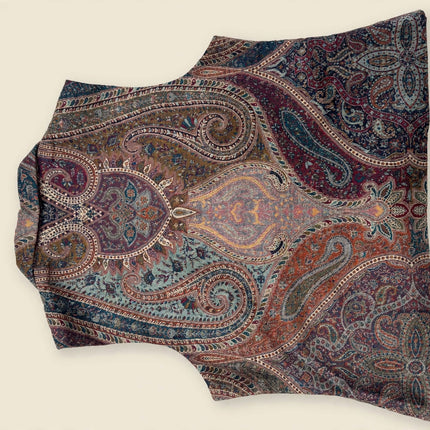 Kani Jamawar ladies lapel waistcoat, multi-colour paisley, back view