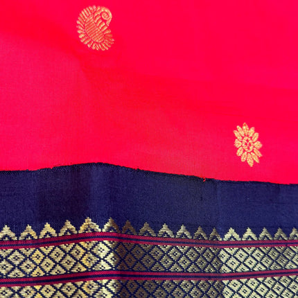 Authentic Paithani from Yeola | 100% handwoven Pure Silk saree |Red with Black border|Kadiyal Maharani|Silk Mark Certified