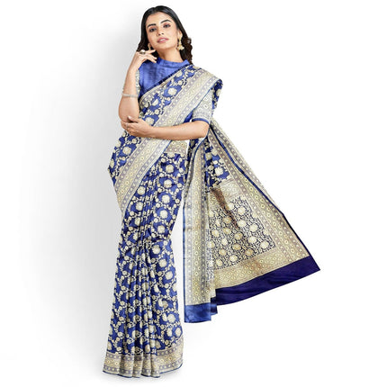 Pure Banarasi Kaduwa katan Silk Saree | Jaal weaving and silver/golden zari | Hand Woven | Lock weaving| Silk Mark certified