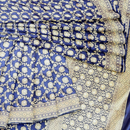 Pure Banarasi Kaduwa katan Silk Saree | Jaal weaving and silver/golden zari | Hand Woven | Lock weaving| Silk Mark certified