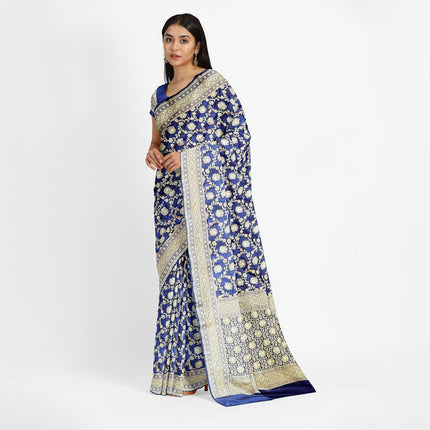 Pure Banarasi Kaduwa katan Silk Saree | Jaal weaving and silver/golden zari | Hand Woven | Lock weaving| Silk Mark certified