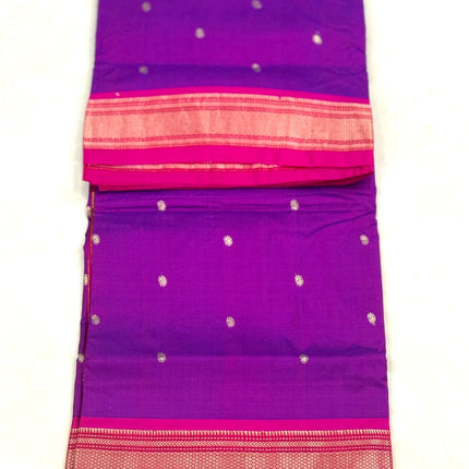 Handwoven Maharani Paithani Saree | Magenta with Bright Pink Border Silk with Zari