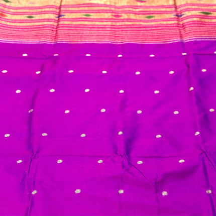 Handwoven Maharani Paithani Saree | Magenta with Bright Pink Border Silk with Zari