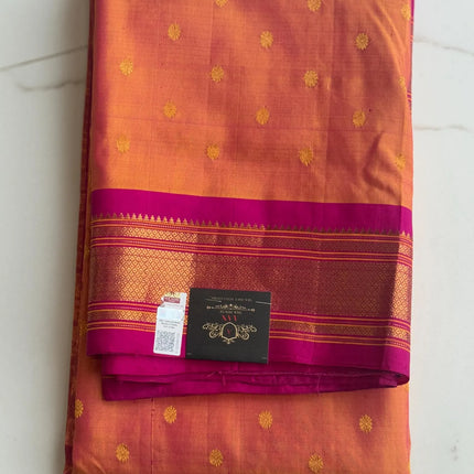 Authentic Maharani Paithani from Yeola| Pure Silk saree in with Yellow Dual tone Rani Pink Border and Pallu |Silk Mark Certified