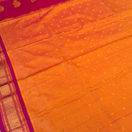 Authentic Maharani Paithani from Yeola| Pure Silk saree in with Yellow Dual tone Rani Pink Border and Pallu |Silk Mark Certified