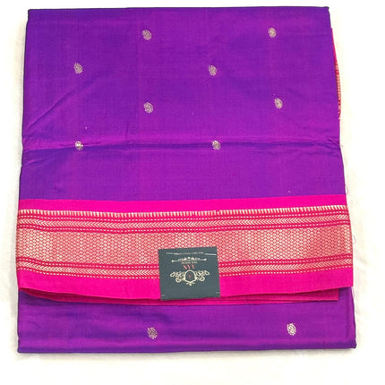 Handwoven Maharani Paithani Saree | Magenta with Bright Pink Border Silk with Zari