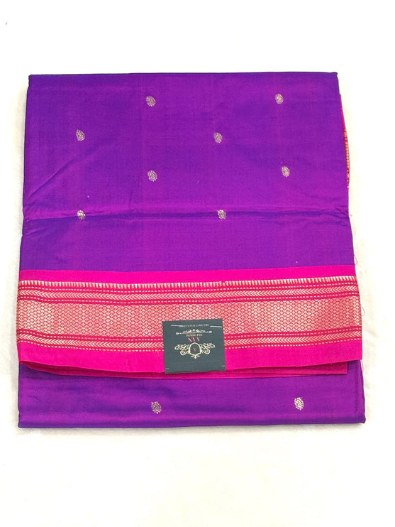 Handwoven Maharani Paithani Saree | Magenta with Bright Pink Border Silk with Zari