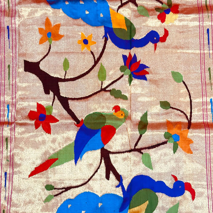 Authentic Single Muniya Border Paithani from Yeola| Pure Silk saree in with Magenta color with Zari Single Muniya Border